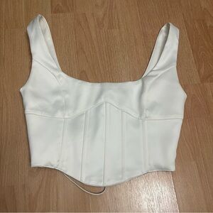 Danielle Guizio White Satin Corset